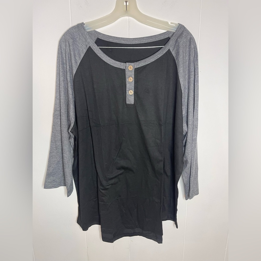 Henley 3/4 Sleeve Button Down Shirt Size 3XL